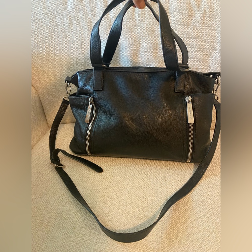 Michael Kors black leather crossbody/satchel bag EUC